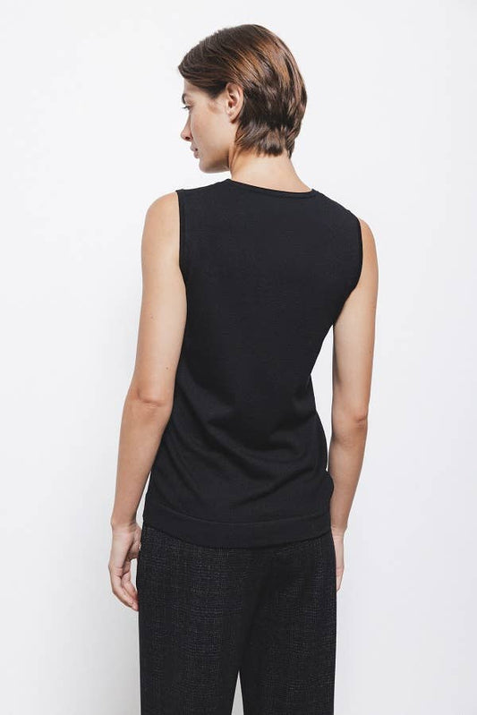 Top in maglia rasata con scollo rotondo