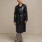 Cappotto trench effetto pelle con cintura