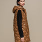 Gilet imbottito lungo con cappuccio da donna