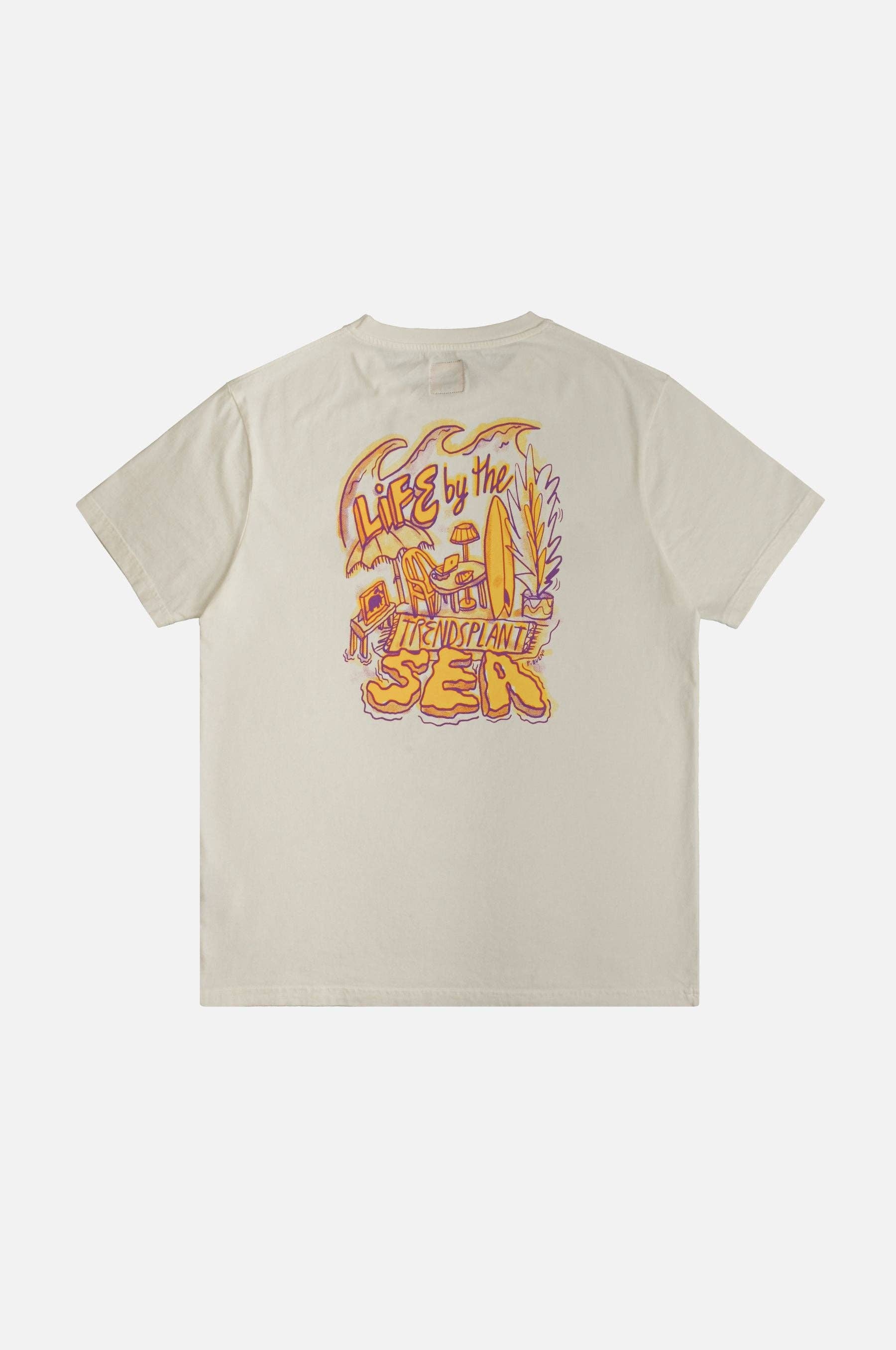 T-shirt pigmentata bianca “Life by the Sea VII”