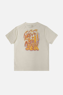 T-shirt pigmentata bianca “Life by the Sea VII”