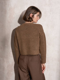 Cardigan corto in maglia con scollo a V e tasche