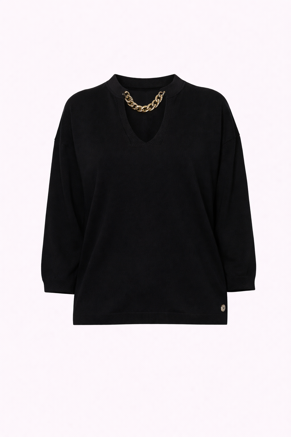 Maglia morbida con scollo a V e dettaglio catena