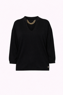 Maglia morbida con scollo a V e dettaglio catena