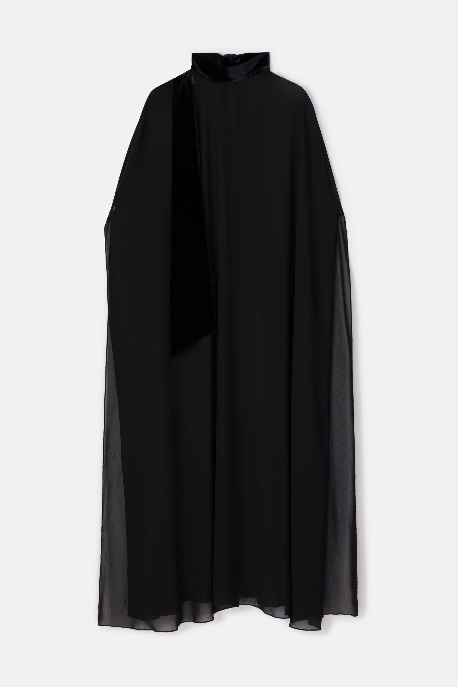 Tunica maxi oversize in chiffon nero