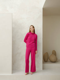 Pantaloni a gamba larga in lana merino extrafine