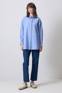 Camicia oversize in popeline di cotone con bottoni