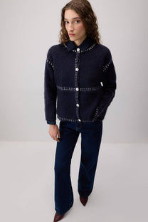 Cardigan Rashed a Contrasto