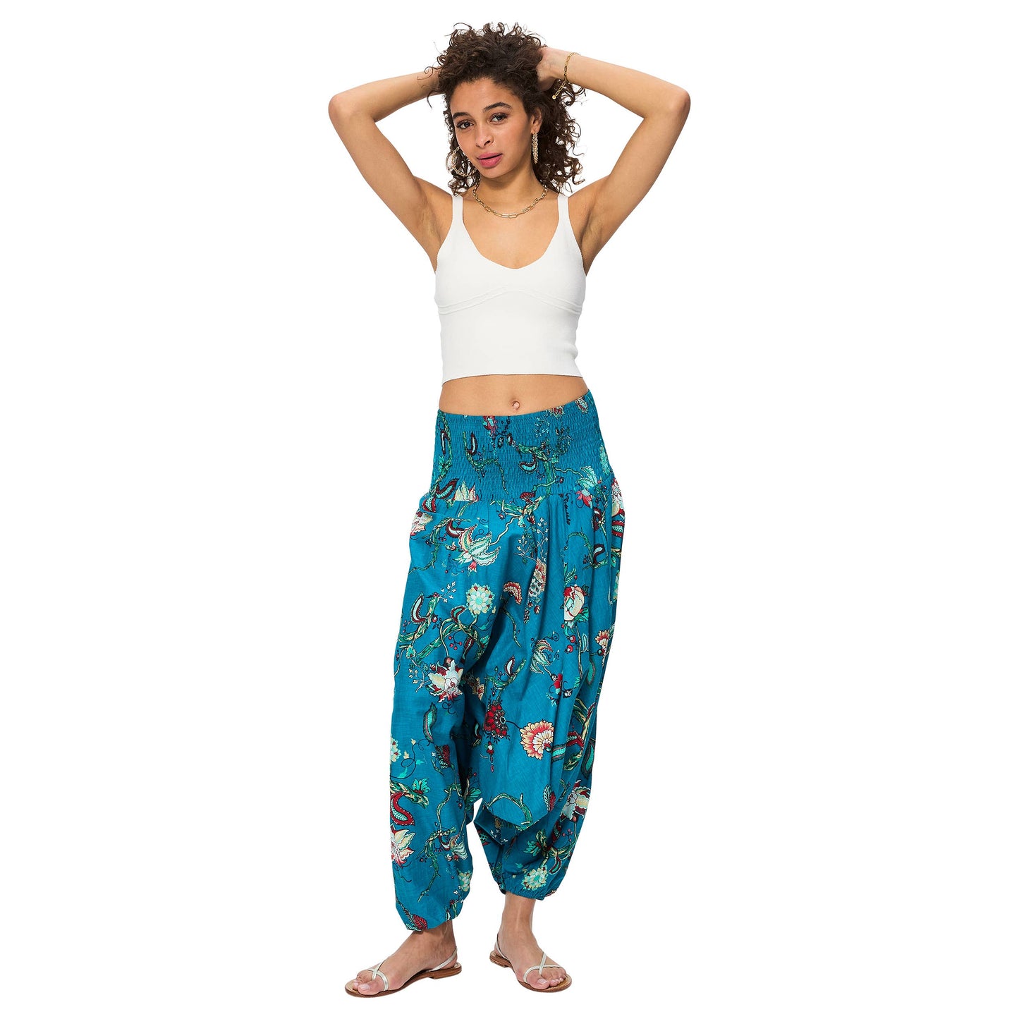 Pantaloni harem sarouel 3 in 1 in cotone
