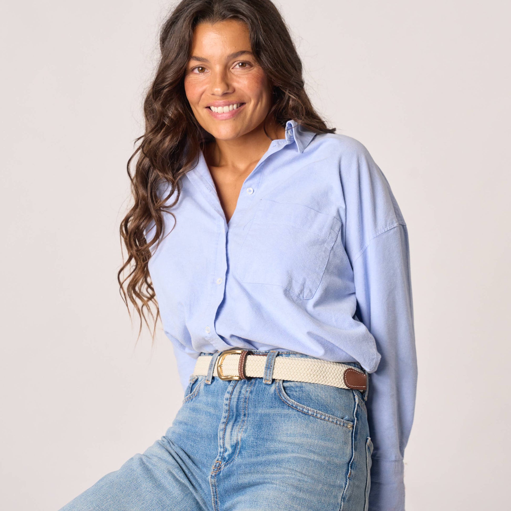 Cintura elastica intrecciata donna color ecru