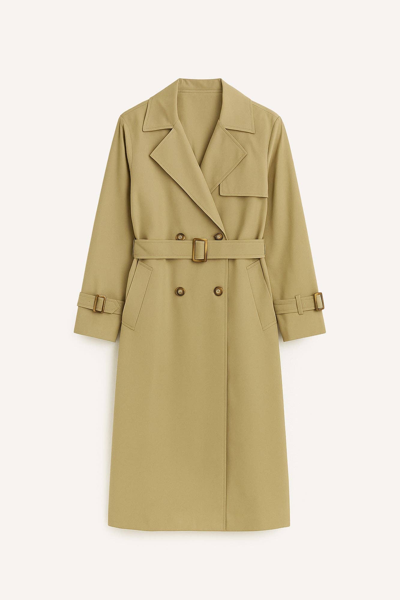 Trench Coat Lungo Maxi con Cintura