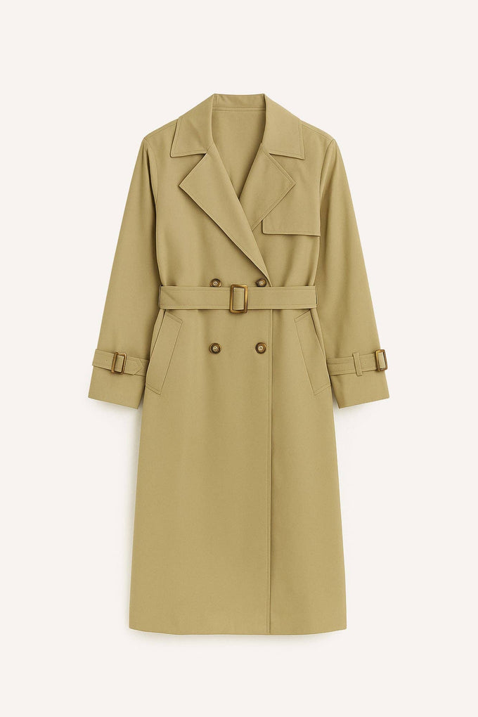 Trench Coat Lungo Maxi con Cintura