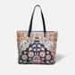 Borsa tote effetto velluto con stampa decorativa