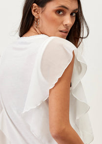 T-shirt con stampa farfalla e maniche a volant