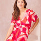 Vestito midi ELIAN con stampa astratta e scollo a V