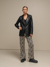 Blazer in ecopelle nero da donna