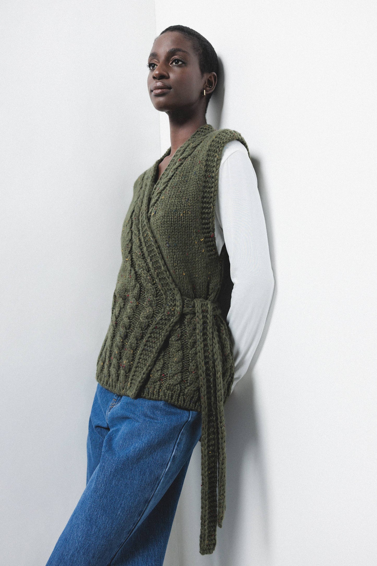 Gilet in maglia strutturata con scollo a V