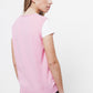 Gilet in maglia rasata rosa con scollo rotondo