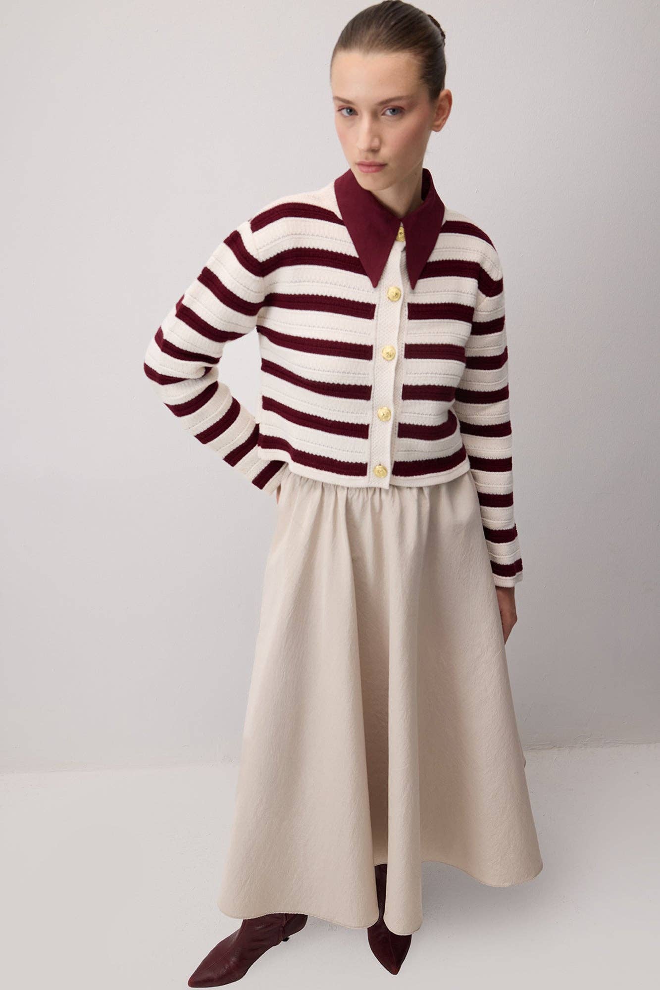 Cardigan a righe in maglia