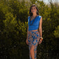 Top crop con scollo drappeggiato