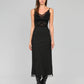 Gonna midi Juliane nera a righe con bordo in pizzo