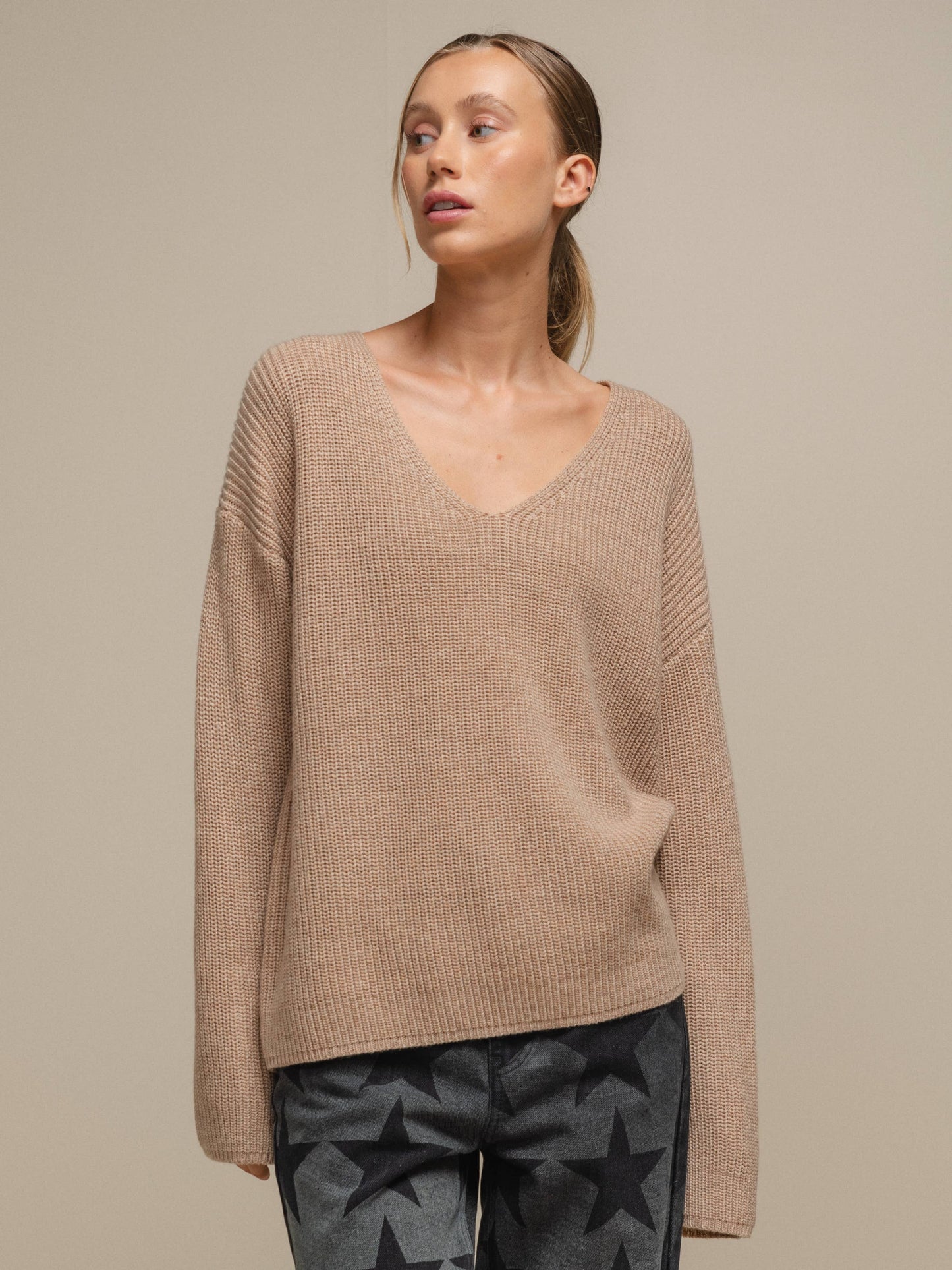 Maglione in maglia con scollo a V