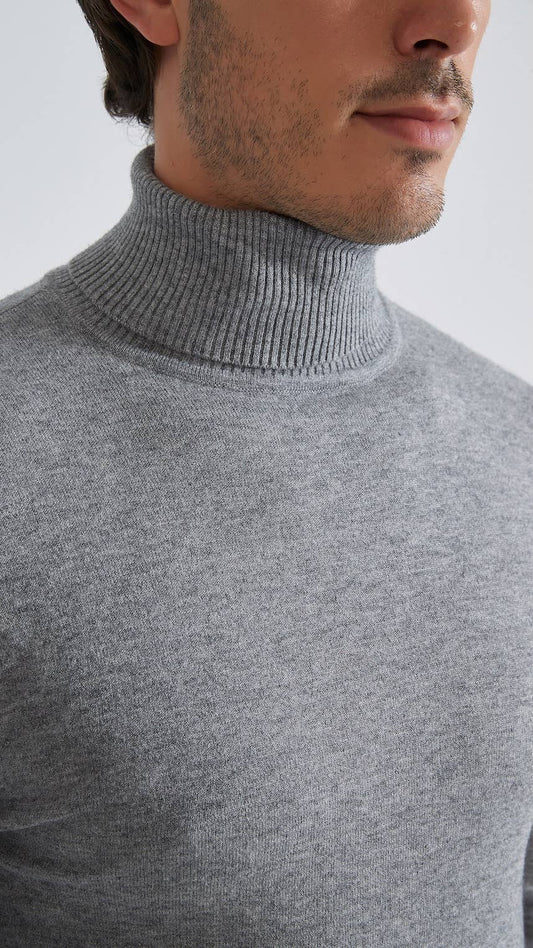 Dolcevita uomo effetto cashmere grigio argento