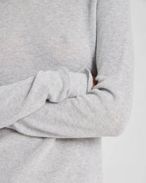 Maglia a maniche lunghe a coste in cotone biologico Freja grigio melange chiaro