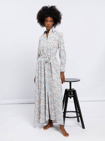 Vestito chemisier lungo floreale con cintura