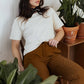 T-shirt boxy in canapa e cotone biologico color avorio