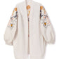Giacca kimono in lino ricamato