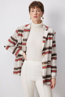 Blazer a quadri con bottoni dorati in misto cotone