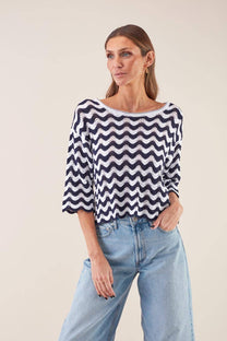 Felpa in maglia a onde in cotone