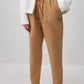 Pantaloni jogger a vita alta in gabardina con coulisse