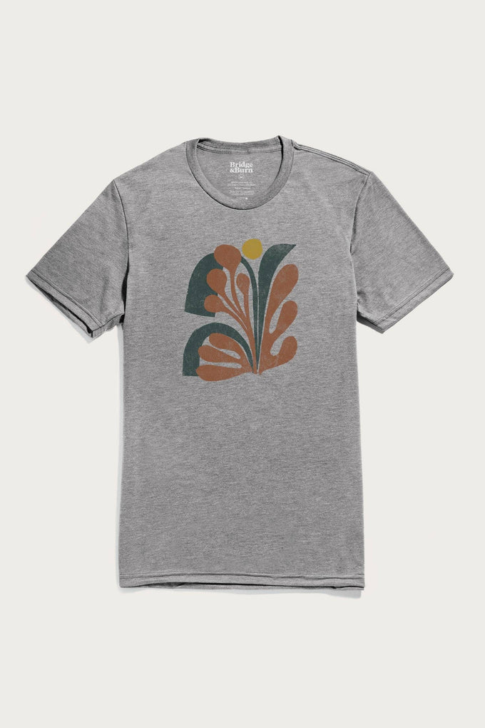 T-shirt uomo Bloom con grafica floreale grigia