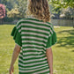 Abito in maglia a righe con maniche volant