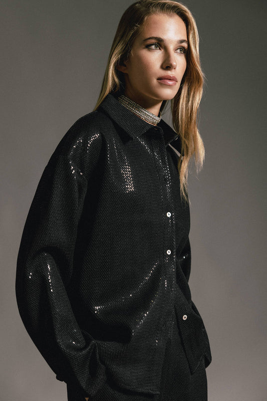 Camicia nera con paillettes