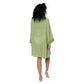 Kimono estivo verde midi in cotone con maniche 3/4 e cintura