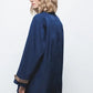 Trench coat semplice con colletto a contrasto in velluto a coste