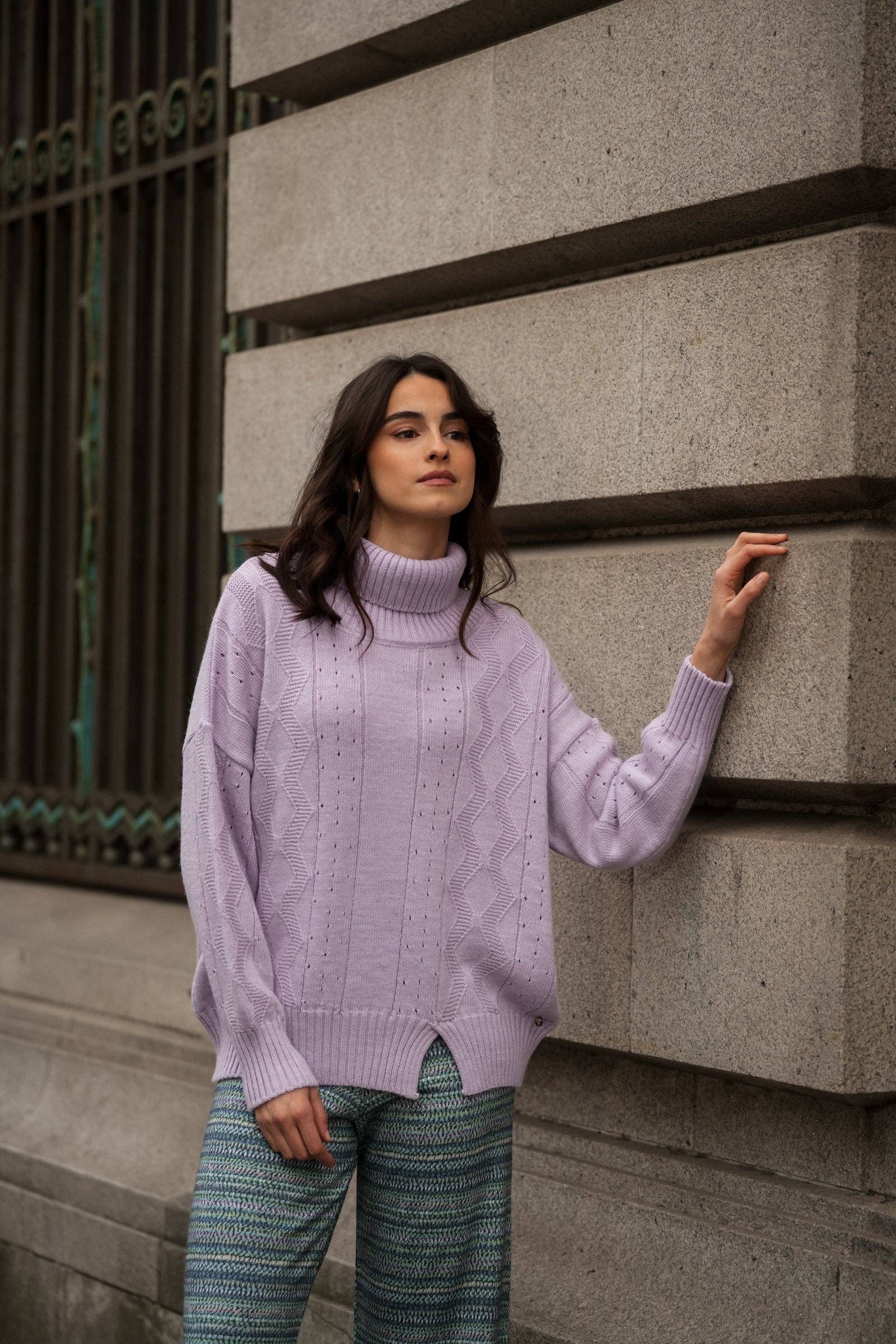 Maglia Dolcevita Oversize in Maglia Lavorata