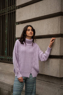 Maglia Dolcevita Oversize in Maglia Lavorata