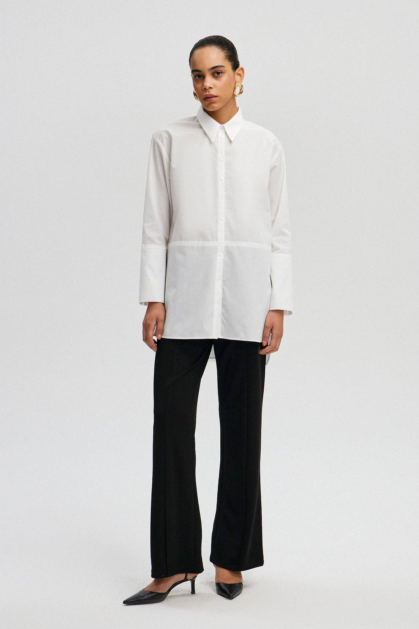 Tunica oversize in popeline con polsini ampi