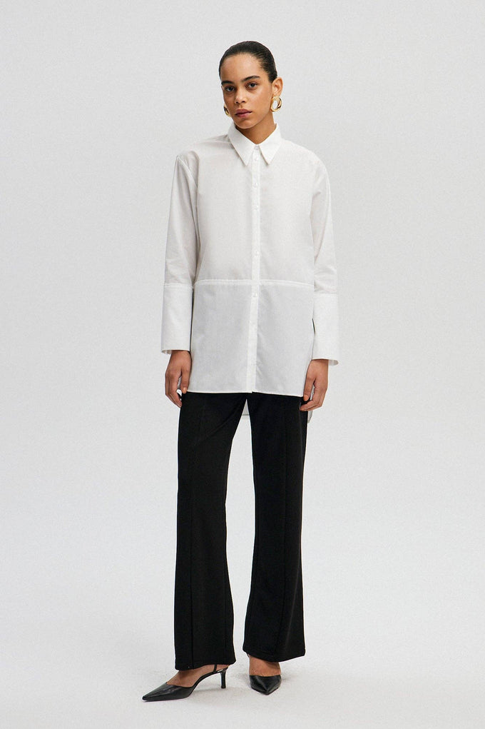Tunica oversize in popeline con polsini ampi