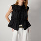 Gilet utility nero con coulisse in vita in misto cotone