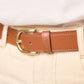 Cintura donna in pelle marrone con fibbia dorata