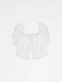 Top bianco Lux con volant e ricami