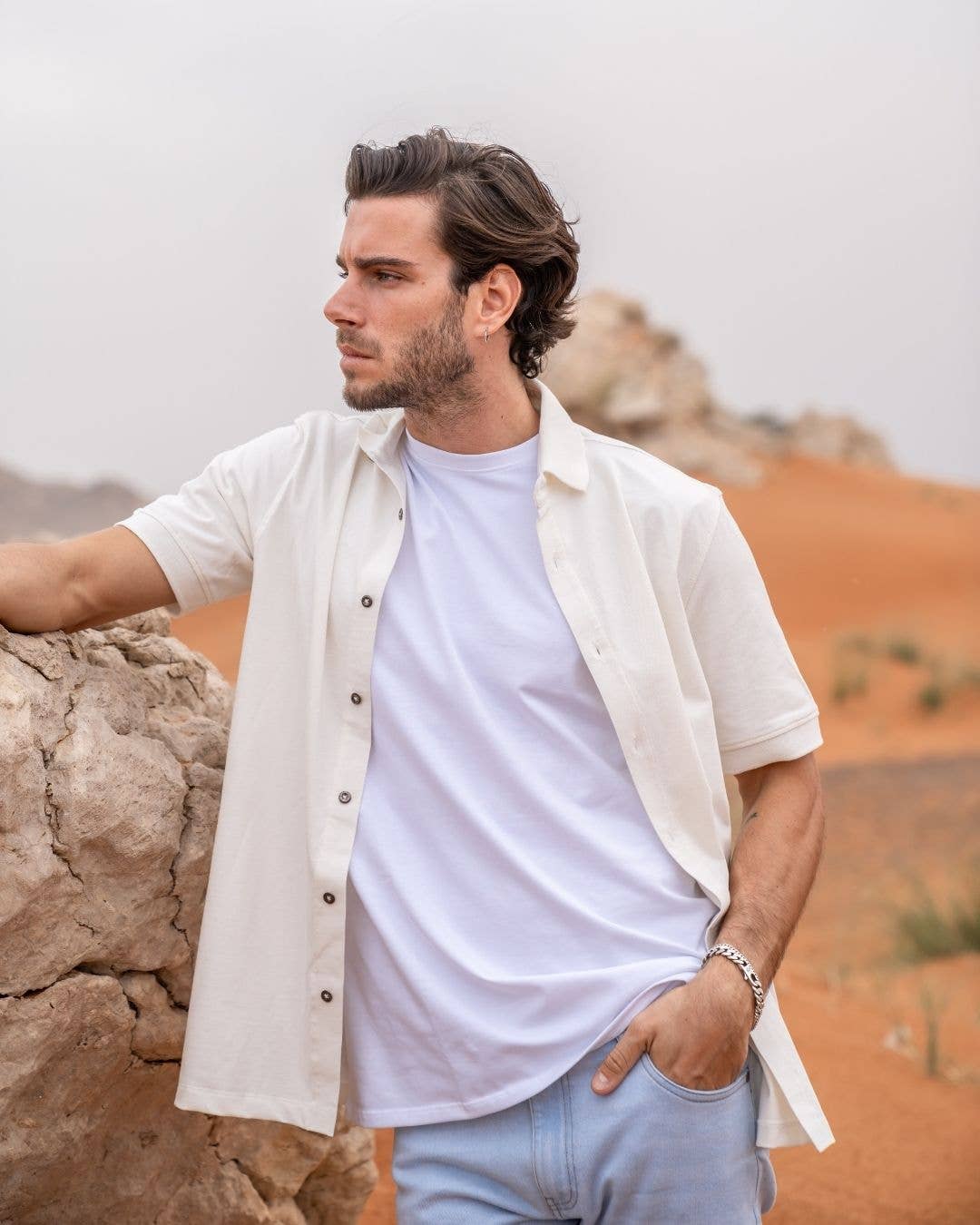 Camicia bianca in piqué antimacchia DANTE