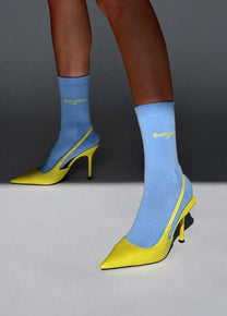 Calzini azzurro baby con scritta “Bonjour”