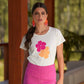 T-shirt in cotone con stampa floreale
