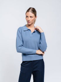 Maglione polo in maglia da donna